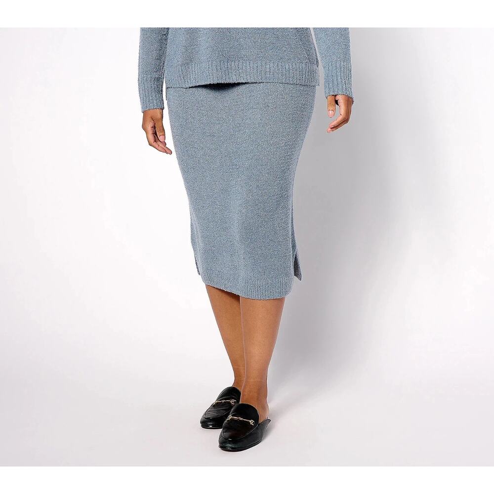 Isaac Mizrahi Live! Regular Soho Cozy Novelty Yarn Skirt Steel Blue Size Small